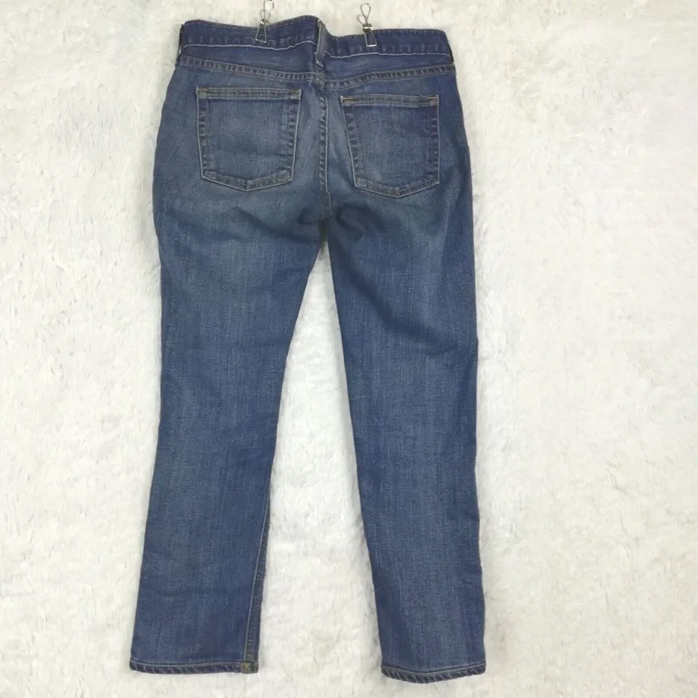 J. Crew Womens Jeans Capri Matchstick Blue‎ Denim Whiskering Stone Wash 26